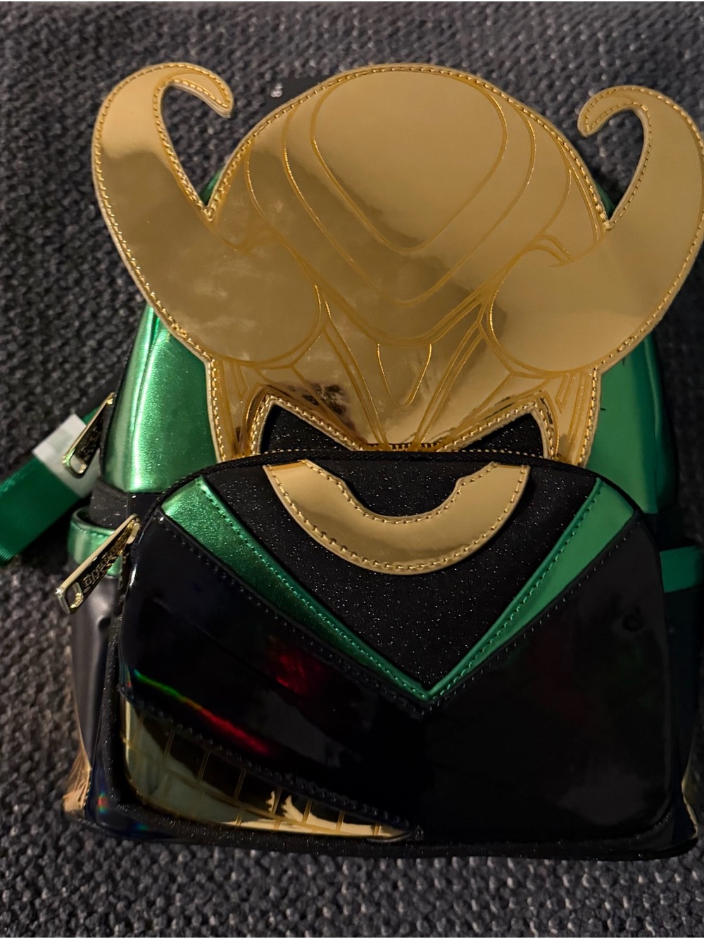 Loungefly Loki NWT Gold & Green Backpack